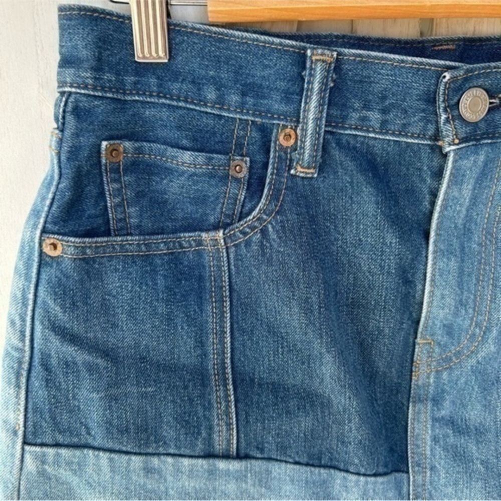 ✨Anthropologie Levi's Blue Denim Mini Patchwork Vintage Style Skirt - Picture 7 of 11